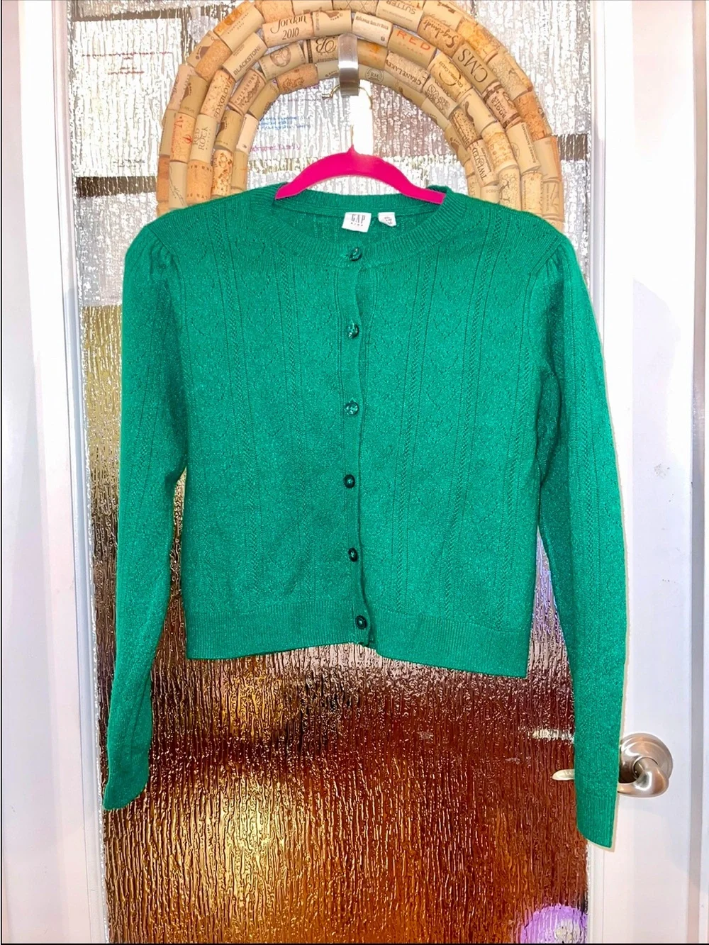 GAP Kids Emerald Green Button-Up Knit Cardigan Sweater